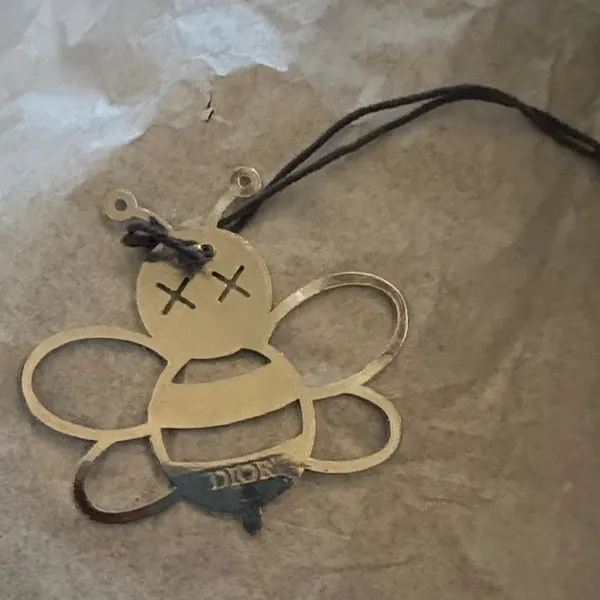 Dior Gold Bee‎ Charm Pendant on Black Cord - Image 2