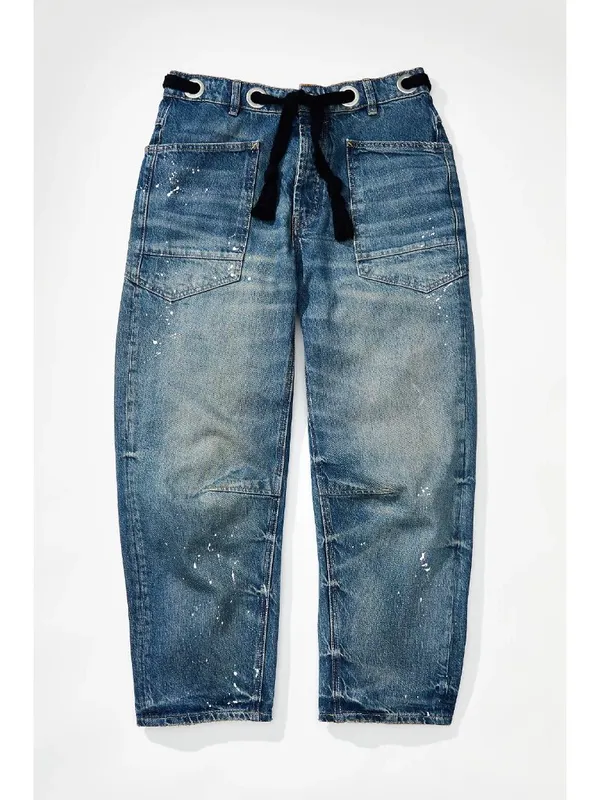 NWT We The Free People Moxie in Timeless Blue Distressed Barrel Jeans 25 - Image 10