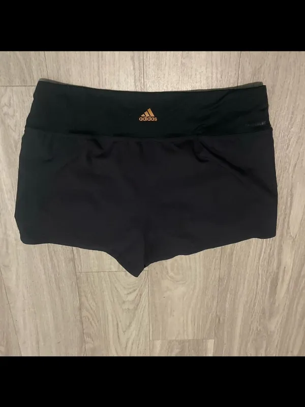 adidas Black Athletic Shorts with Black-and-White Tie-Dye Side Panels - Image 3