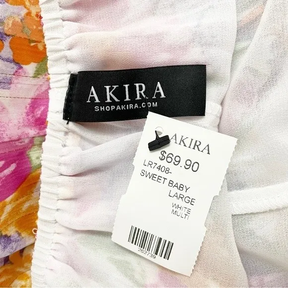 NWT Akira Tropical Floral Ruffled Cut-Out Open Back Romper Women’s Size Large - Image 9
