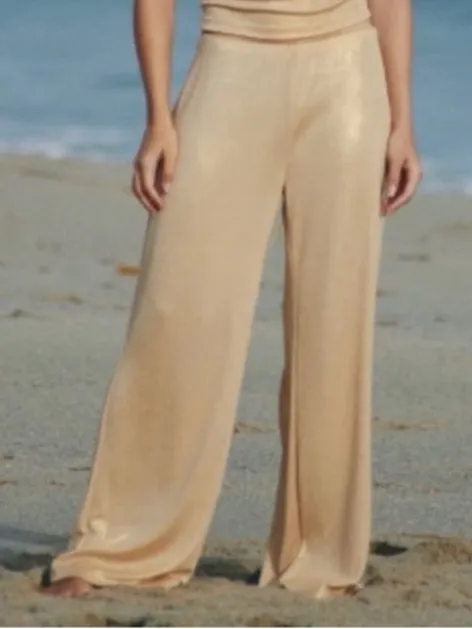 Zara NWT gold shimmery stretchy flowy pants - Image 7