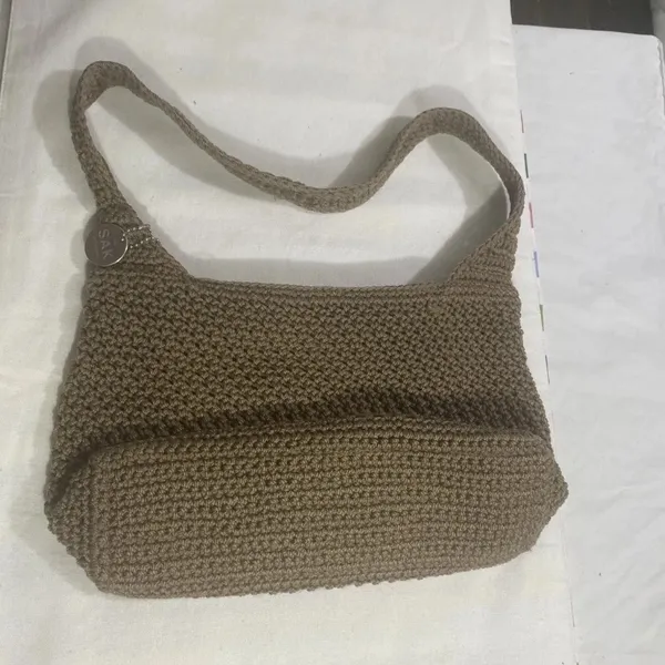 The Sak Original Crocheted Shoulder Bag Brown Knit Hobo Purse - Image 10