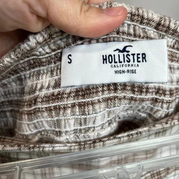 Hollister Plaid Mini Skirt Brown Checkered Y2K‎ Academia Preppy Tennis Size S - Image 4