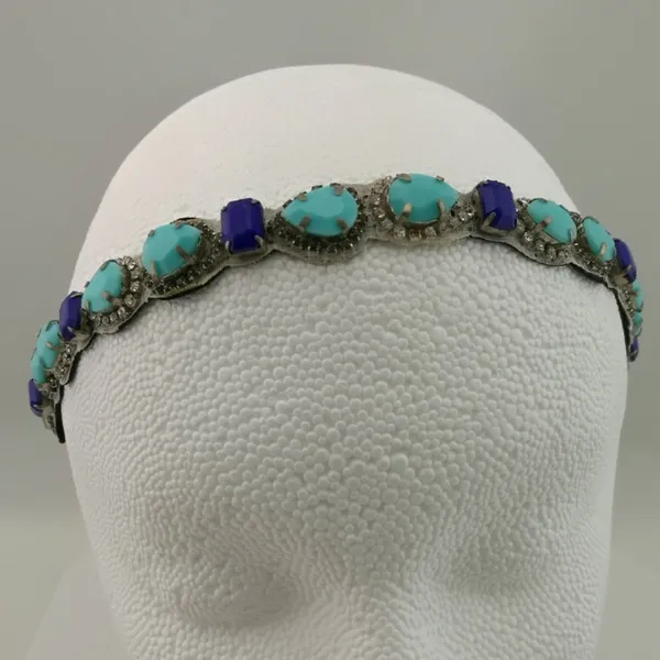 Handmade Headband with Turquoise Stones Blue - Image 2
