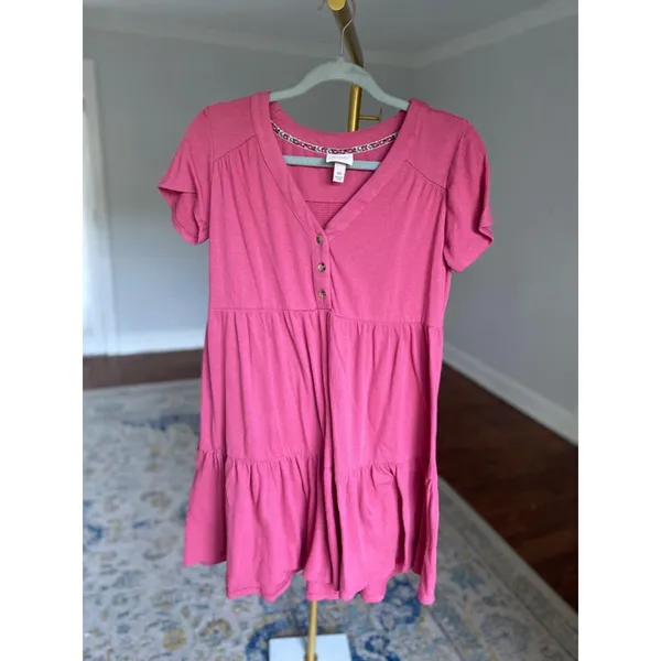 Knox Rose‎ Magenta Mini Dress XS Babydoll Boho Feminine Coquette Romantic Lounge - Image 2