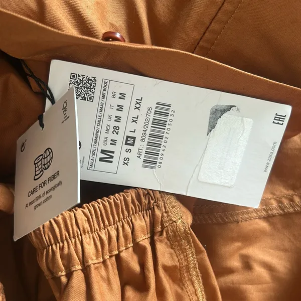 Zara Shirt Dress Small Orange Utility Poplin Cargo Open Back Blogger Fave - Image 5