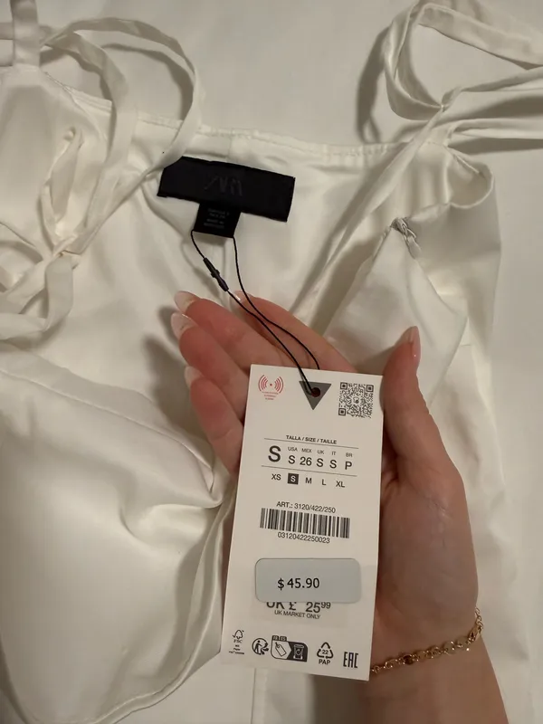 Zara white fitted tie top - Image 4