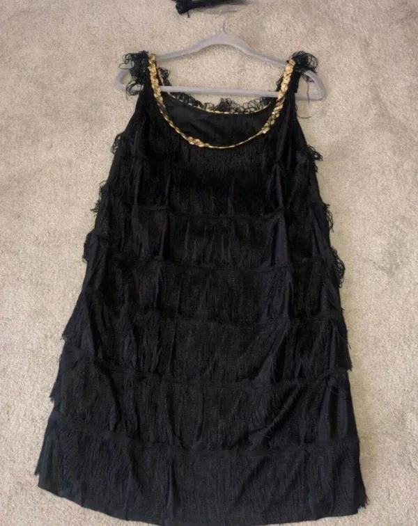 Forum Novelties FLAPPER sexy Black Fringe Dress Roaring 20's Halloween Costume Adult M/L Medium - Image 9