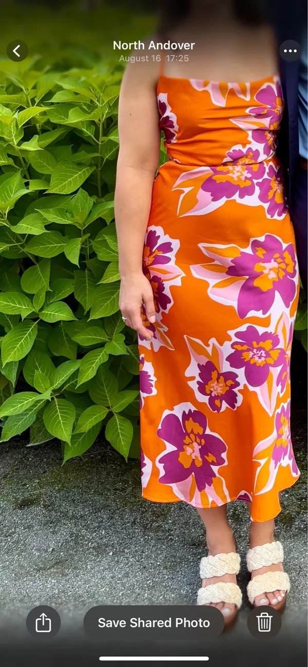 VICI Satin Orange Floral Cut-out Dress - Island Dates - Image 4