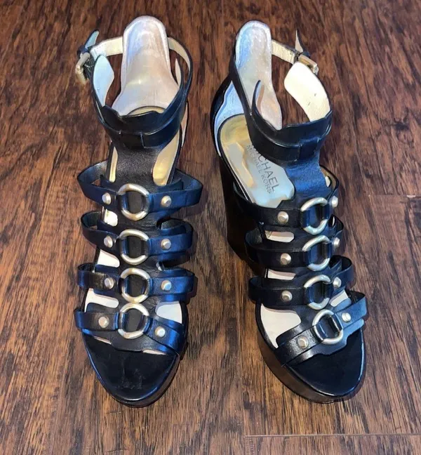 🦋Michael Kors NADINE Wedge Sandals Shoes Sz 8.0 - Image 4