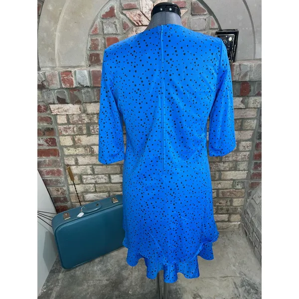 Dress 1980s polka dot shift blue black - Image 4