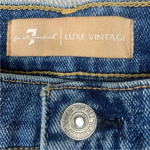Seven 7 for all mankind frayed stretch denim blue summer 90’s Y2K Mini Skirt 27 - Image 7