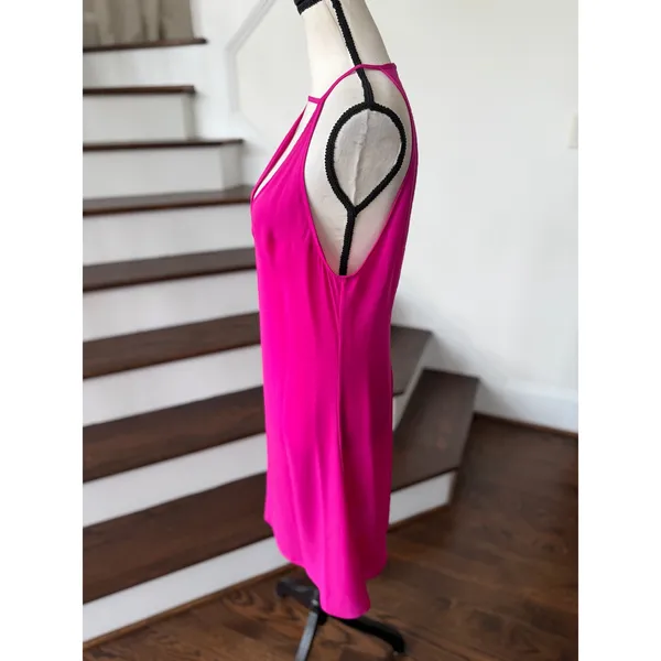 Alexis Hot Pink V-Neck Plunge Open Back Sleeveless Mini Shift Dress - Image 2