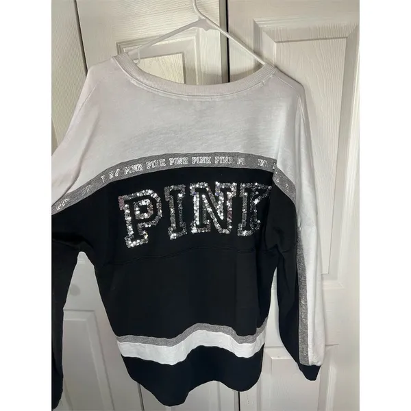 Victoria's Secret PINK Women's Colorblock Long Sleeve Crewneck Top Size L - Image 4