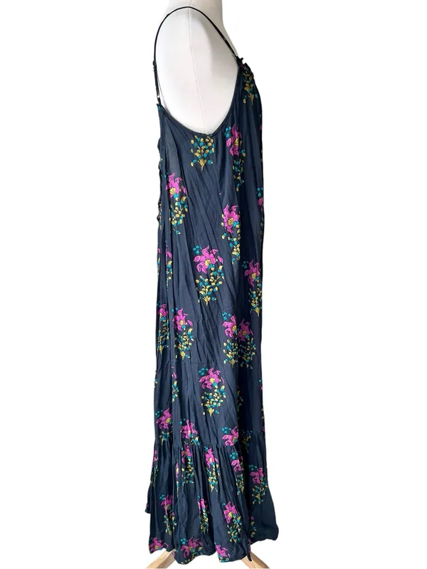 ANTHROPOLOGIE Black Motif Flounced Maxi Lounge Dress - Image 4