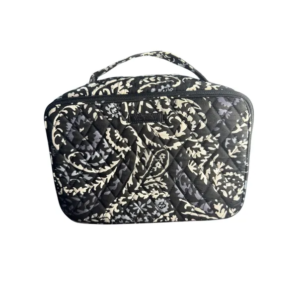 Vera Bradley Train Case Cosmetic‎ Makeup Bag Travel Organizer Black Paisley - Image 10