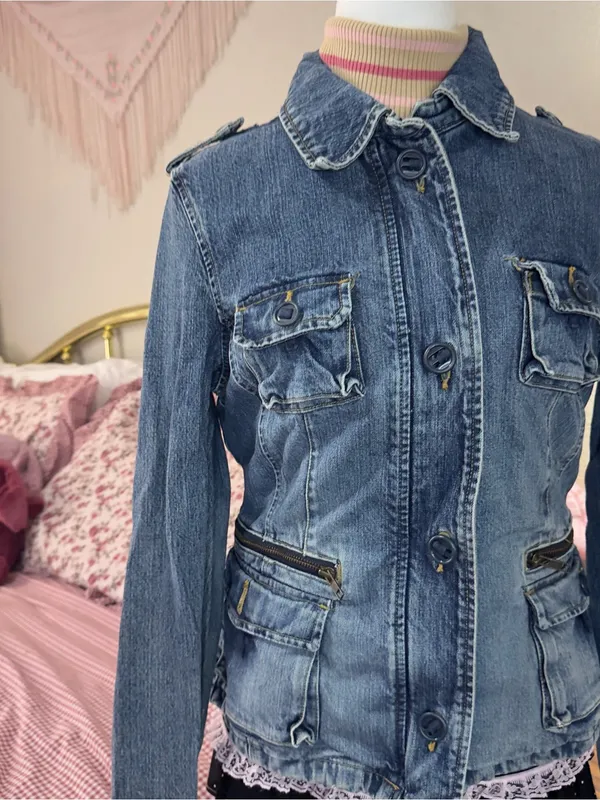 Y2K Old Navy Denim Utility Jacket - Blue - Image 9