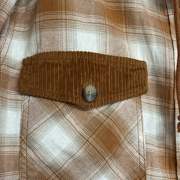 Maurices Plaid Cotton Long Sleeve Hooded Oversized Button Down Shacket Jacket - Image 3