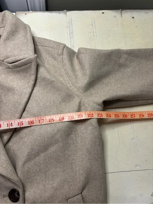Old Navy Beige Double-Breasted Peacoat Jacket Women's Size Large Classic - Image 3