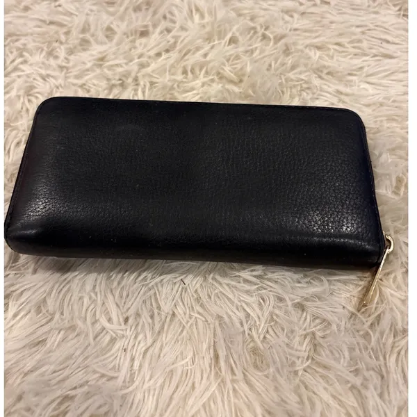 Michael Kors Black Leather Zip Around‎ Continental Wallet Gold Tone Logo - Image 3