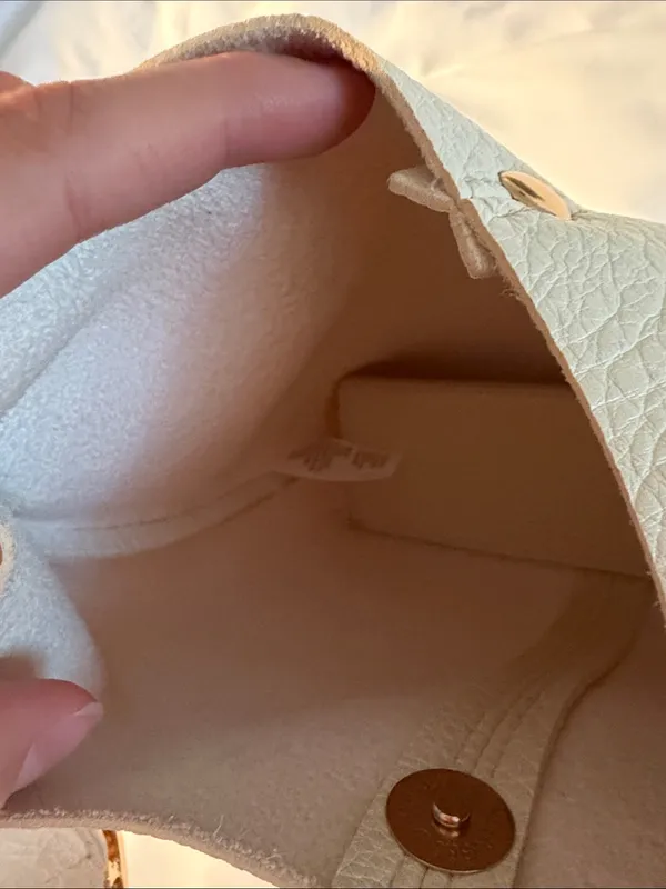 Anthropologie Cream Textured Shoulder Bag with Gold Accent - Image 2
