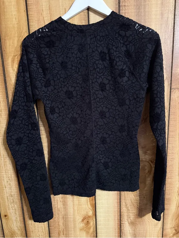 Free People Intimately Cloud Ride Black Lace Long Sleeve Top Size L - Image 10