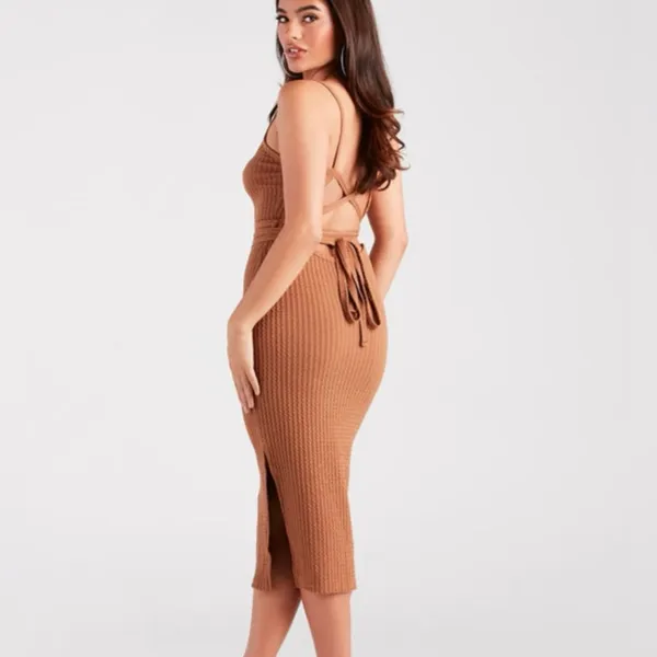 Windsor Brown Backless Sun Dress‎ Size L - Image 2