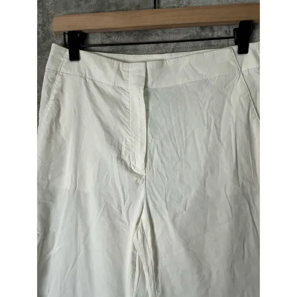 Theory‎ Linen Blend White Wide Leg Cropped Pants Women's Size 4 Minimalist - Image 2
