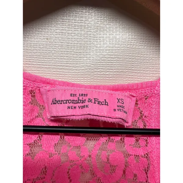 Abercrombie &‎ Fitch Y2K Vtg Cami Tank Top Women XS Pink Lace Coquette Halter - Image 3