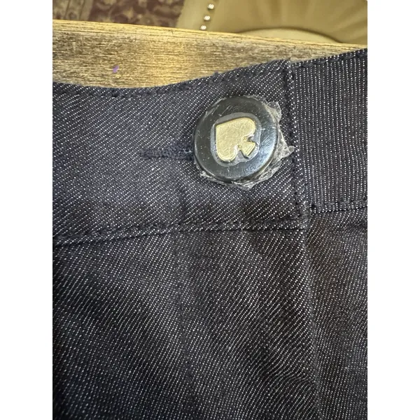 Kate Spade Denim Cropped Wide Leg Blue Indigo Jeans Size 6 Cuffed Patch Pocket - Image 7