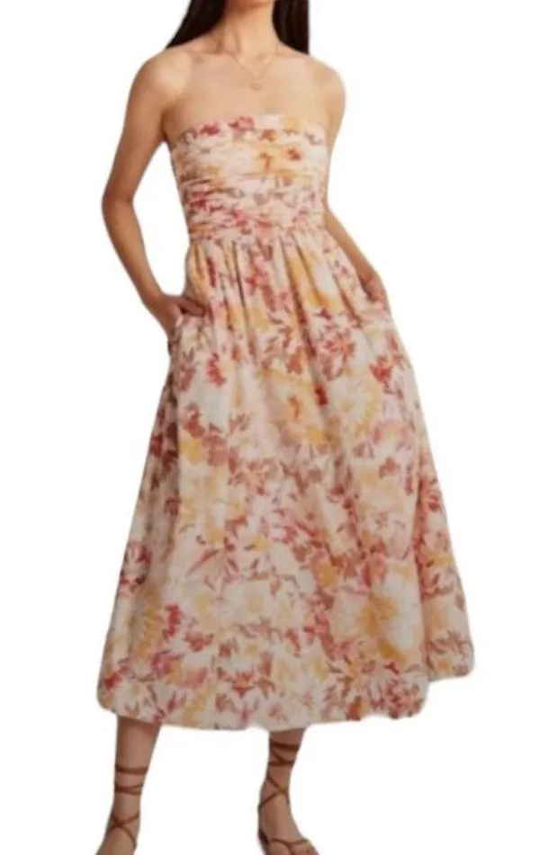 Abercrombie Ruched Strapless Floral Midi Emerson Dress - Image 2