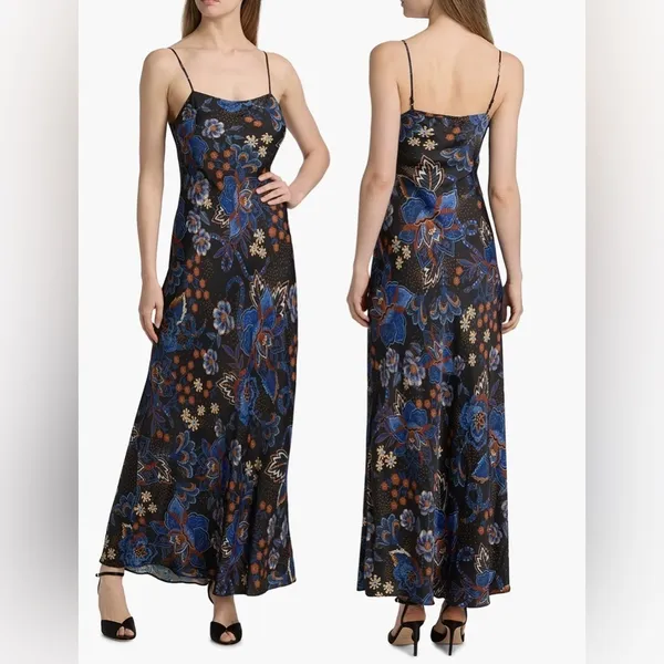NEW FARM Rio Snakes Bouquet Maxi Slip black and navy Dress sz M - Image 2