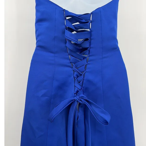 Alfred Angelo Strapless Corset Dress Sz 0 Prom Bridesmaid Satin Ruch Y2K Lace Up - Image 6