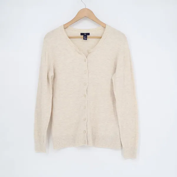 Gap Cardigan Sweater Womens Large Beige Knit Space Dye Button Front Long Sleeve - Image 2