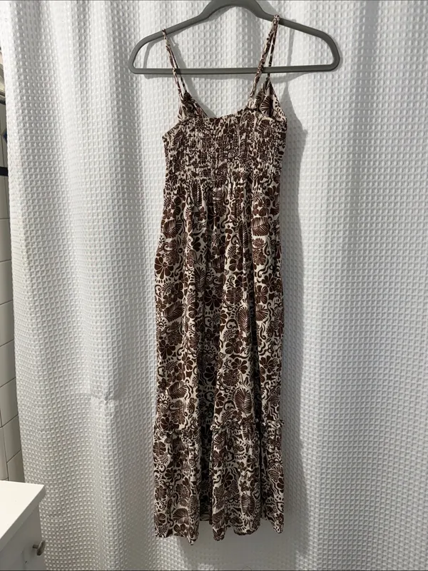 Monteau Los Angeles Floral Tiered Linen Blend Maxi Dress with Pockets Size S - Image 5
