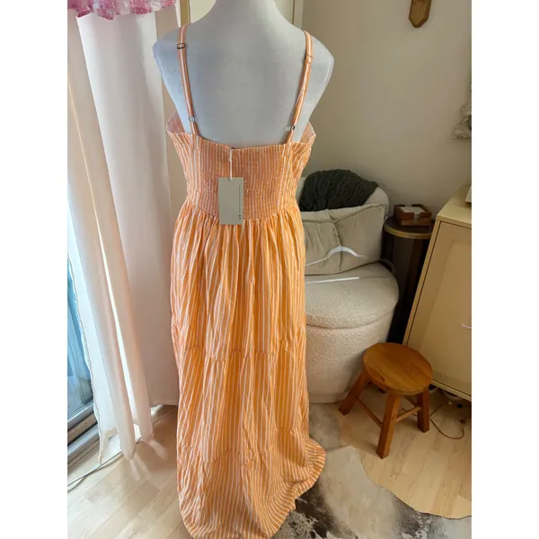 Pact NEW Womens Sunset Light Gauze Cami Dress Size Medium Striped Maxi - Image 3