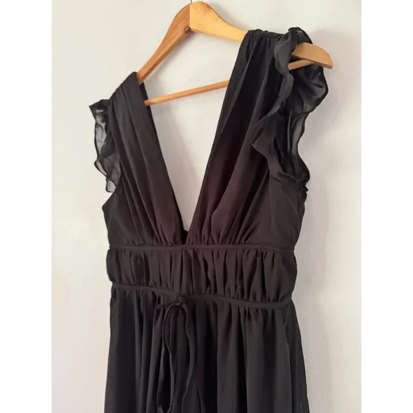 NWT Lulus I'm All Yours Black Ruffled Maxi Dress Size Small Wedding Prom Hoco - Image 5