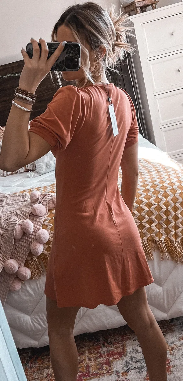 BCBGGeneration Orange Lace Up Mini Dress - Image 4