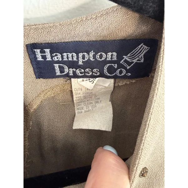 Vintage Hampton Dress Co. beige peplum work dress size 6 - Image 3
