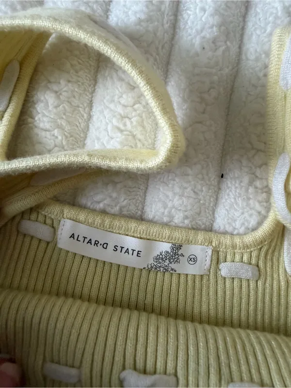 Altar'd State Pale Yellow Ribbed Tie-Front Tank - Image 4