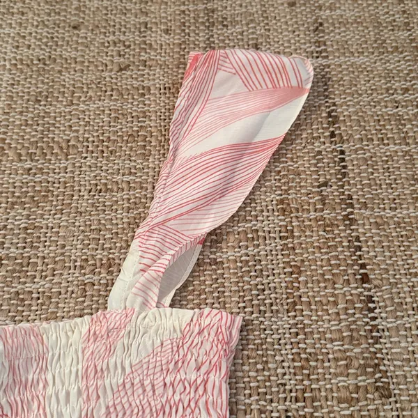 Free People Pink and Cream Top with Ruching Vintage y2K Medium - Image 4