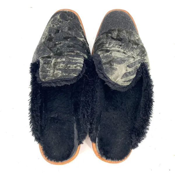 Free People Butterfly Effect Faux Fur Crushed Velvet Mules Green Sz EU 38 US 7.5 - Image 4