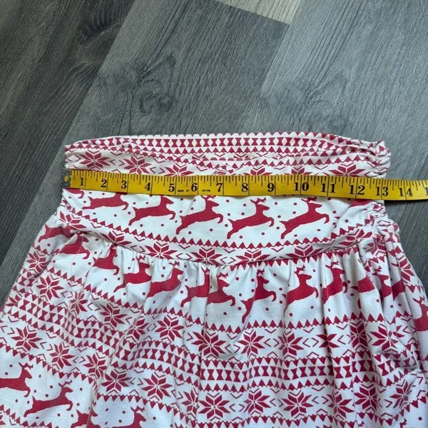 High Waisted Reindeer Christmas Pants Elastic Waist Pockets Red White - Image 7