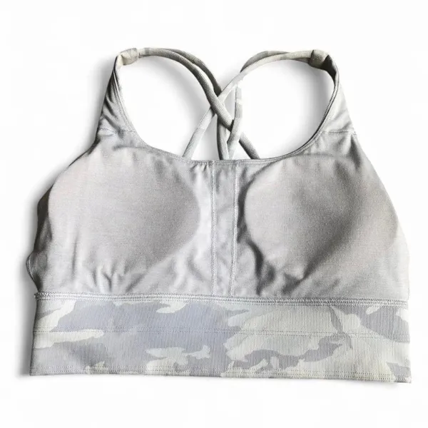 Lululemon ENERGY BRA LONG LINE RIB INCOGNITO CAMO ALPINE WHITE MULTI SZ 6 EUC. - Image 7