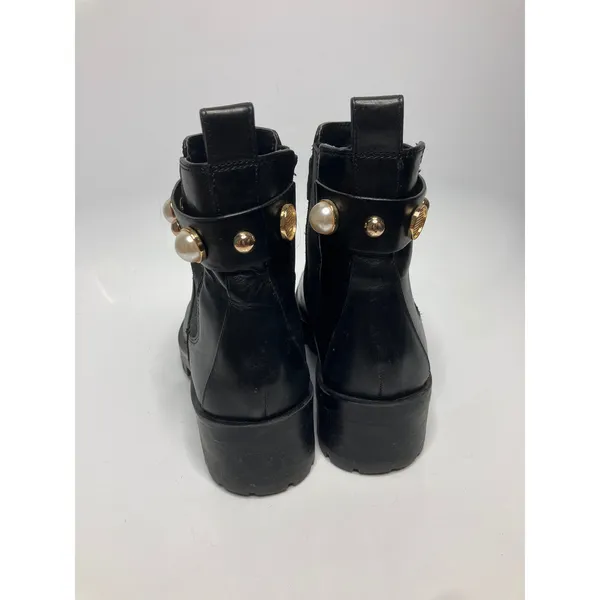 Karl Lagerfeld Pola Chelsea Boots Womens 8M Black Good Pearl Studded Lug Sole - Image 5