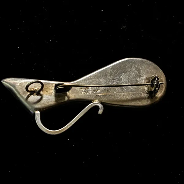 Modernist Sterling Silver Mosaic Inlay Jug Pitcher Pin Brooch Pendant - Image 5