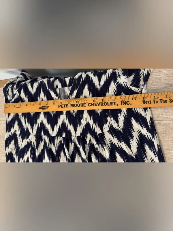 Tuckernuck Pomander Place Navy Ikat Kenzo Dress Empire Waist Swing Tiered XS - Image 9