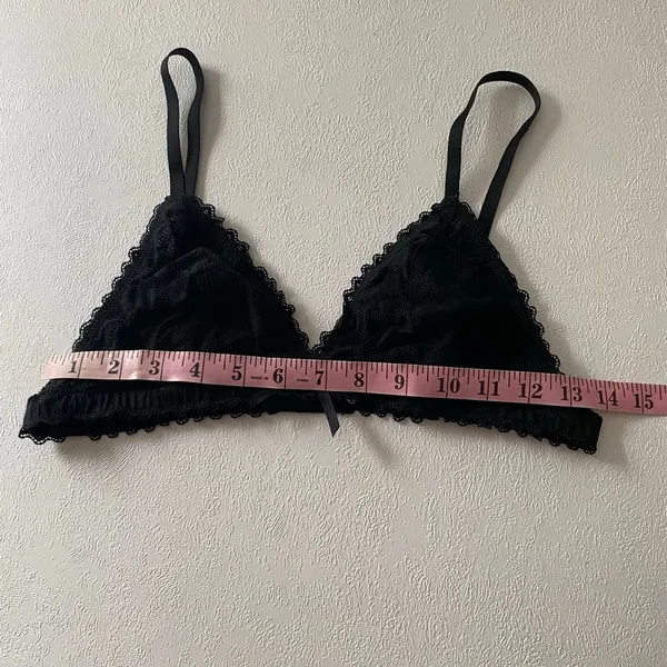 Show Off by Aerie Black Lace Triangle Bralette Size Large Coquette Y2K - Image 6