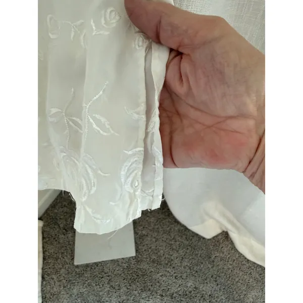 Women's Straight & Pencil Skirt White Floral Embroidered Elastic Waist Pull On - Image 3