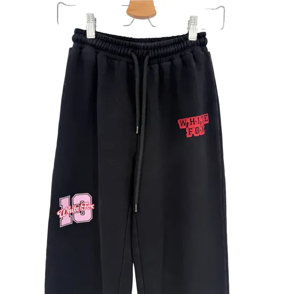 White Fox Boutique Lucky 13 Graphic Wide Leg Sweatpants Black Pink Size XS - Image 2